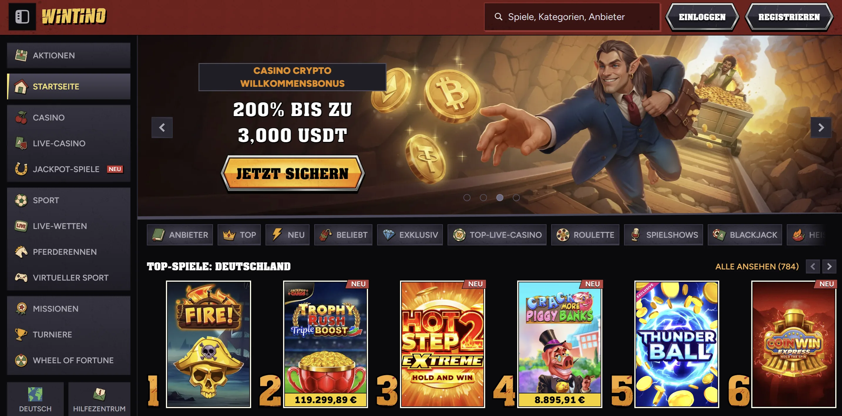 Wintino Casino Anmelden
