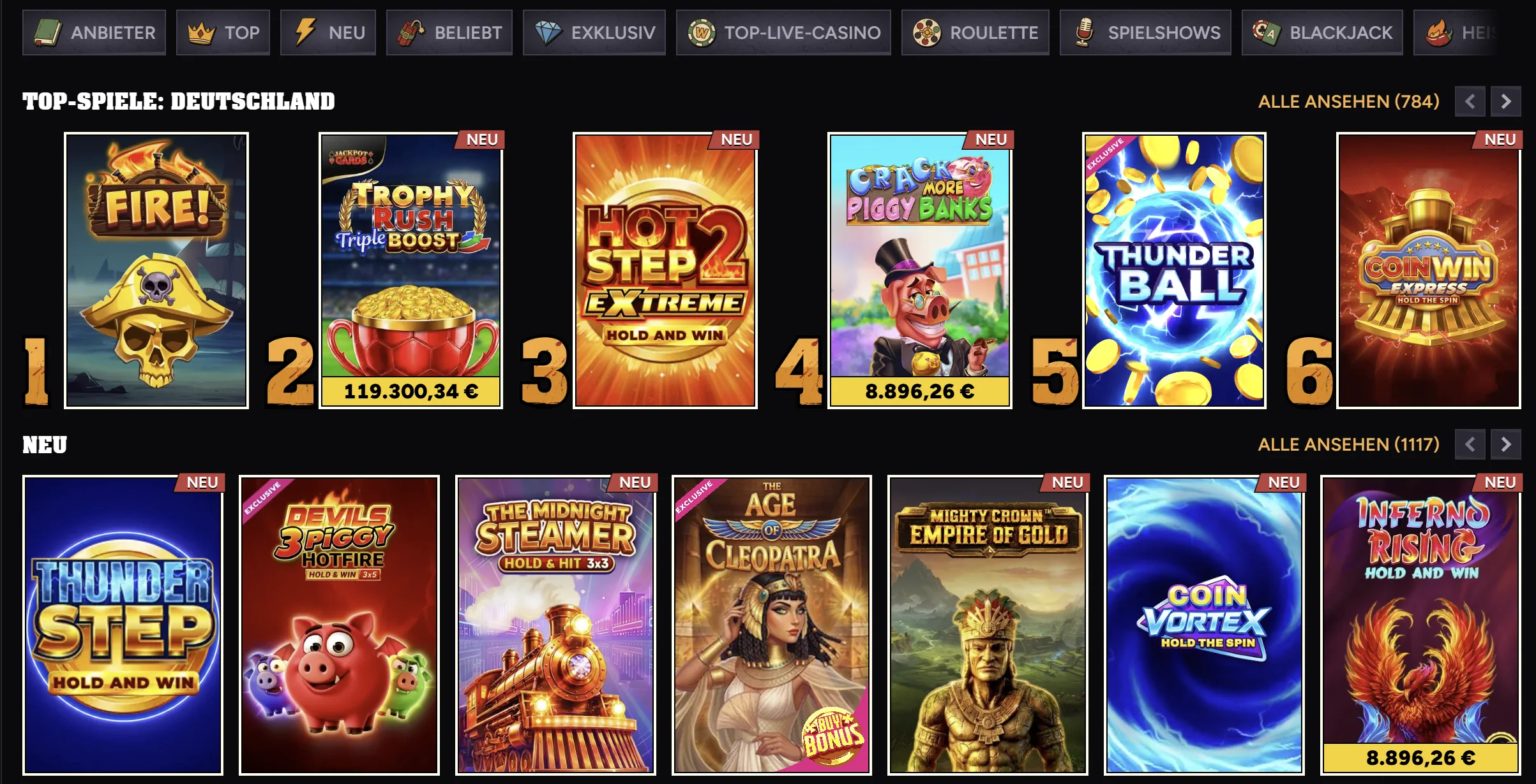 Wintino Casino Spiele